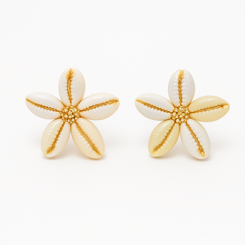 Boucle d'oreille fleurs cauri