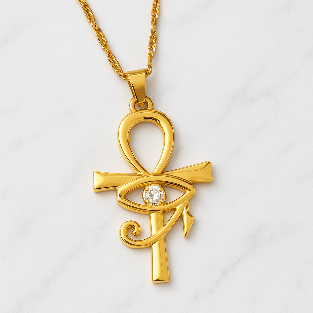 Collier pendentif croix de ankh oeil d'horus