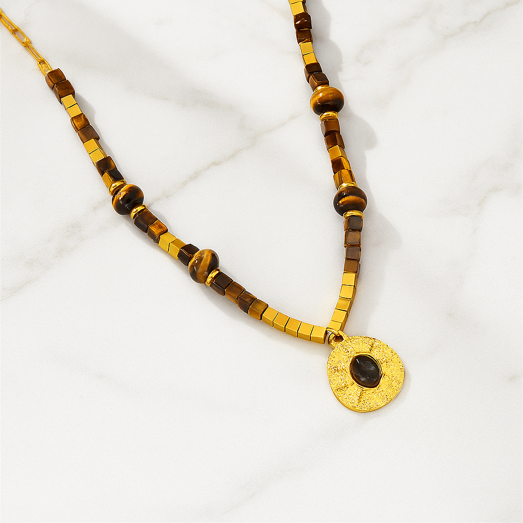Collier pendentif œil de tigre