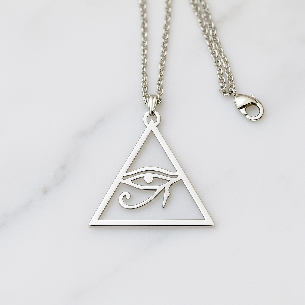 collier pendentif triangle oeil d'horus