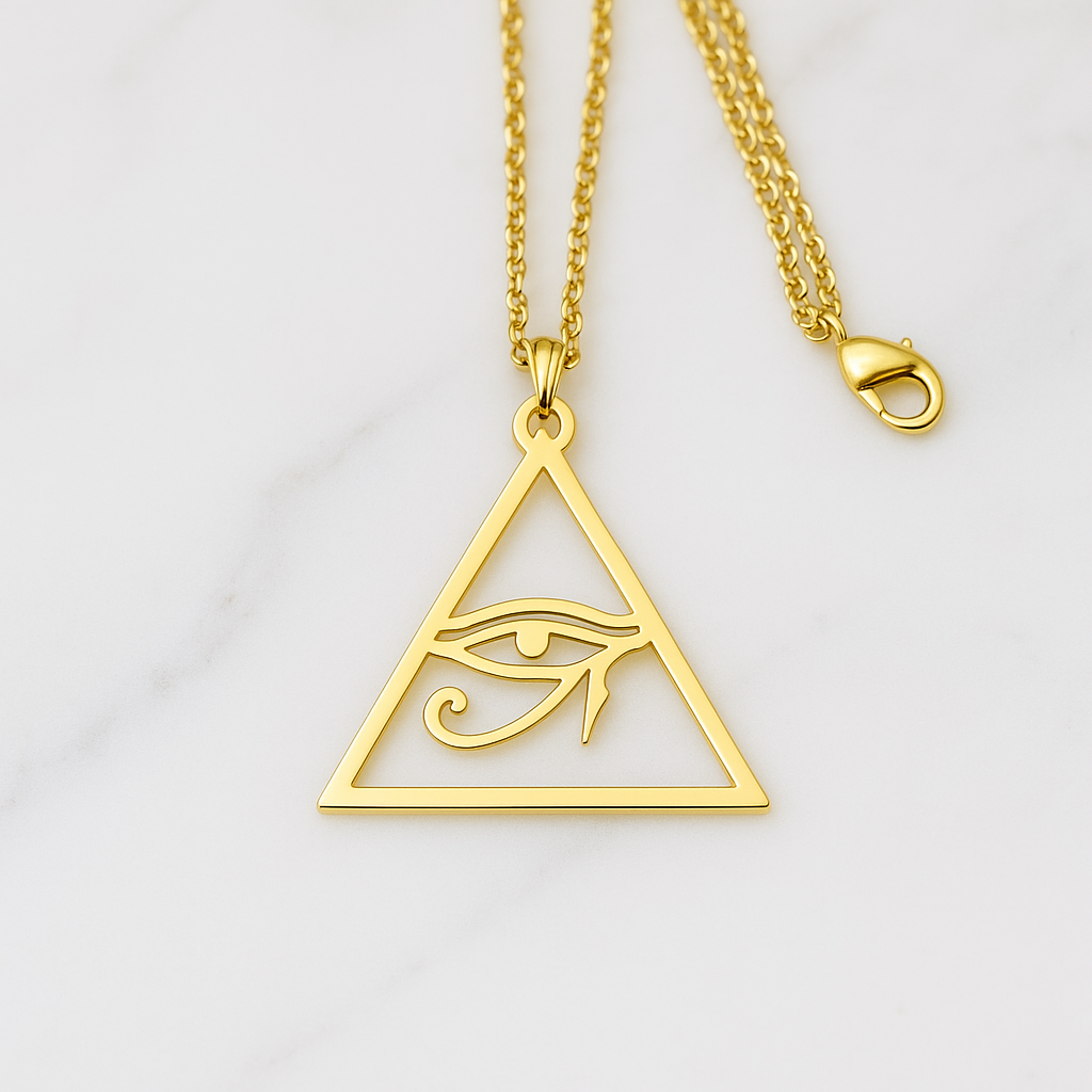 collier pendentif triangle oeil d'horus