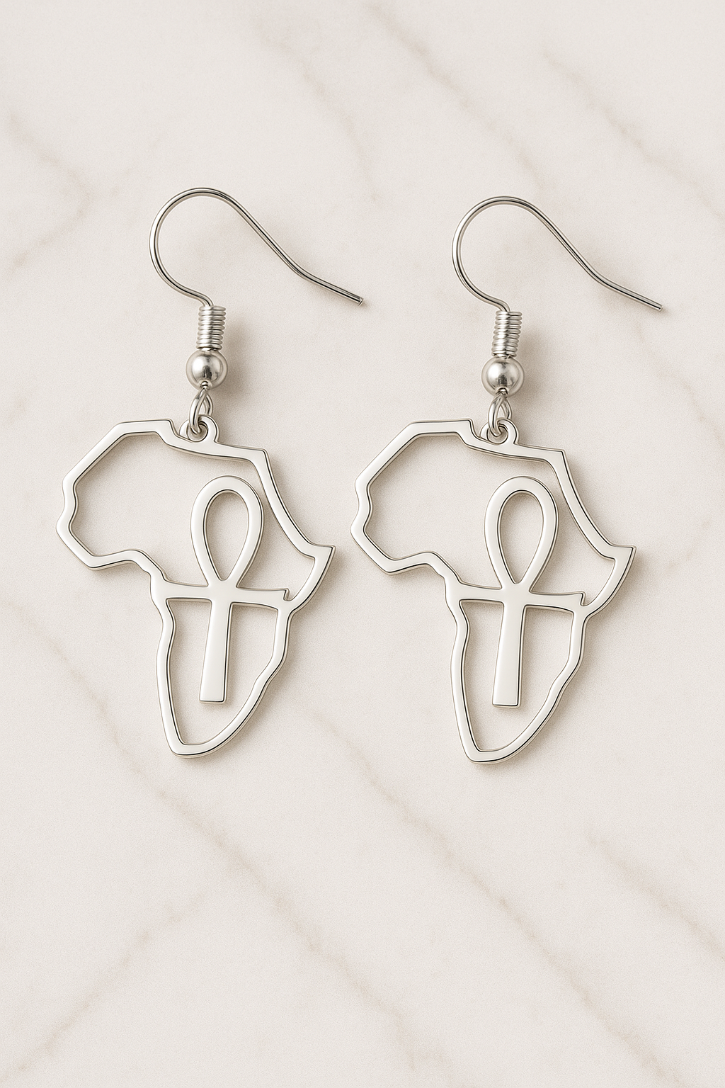 Boucle d'oreille carte Afrique croix de ankh